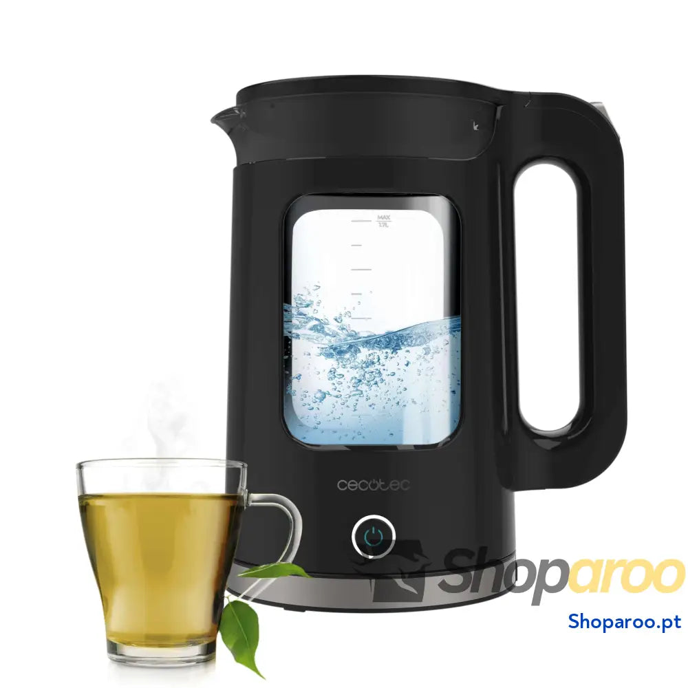Chaleira eléctrica Cecotec ThermoSense 340 Clear 1,7 L. 2200W corpo em vidro borossilicato luz indicadora base rotativa