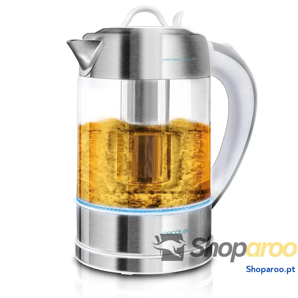 Chaleira eléctrica Cecotec ThermoSense 340 Clear 1,7 L. 2200W corpo em vidro borossilicato luz indicadora base rotativa