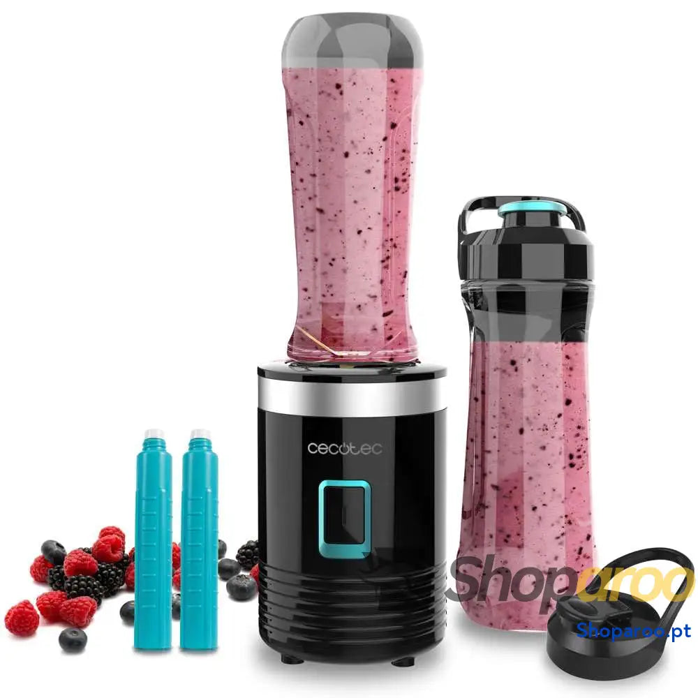 Liquidificadora de copo portátil individual Smoothies Power Titanium 900 ProGo. W inclui 2 copos portáteis 570 ml 4