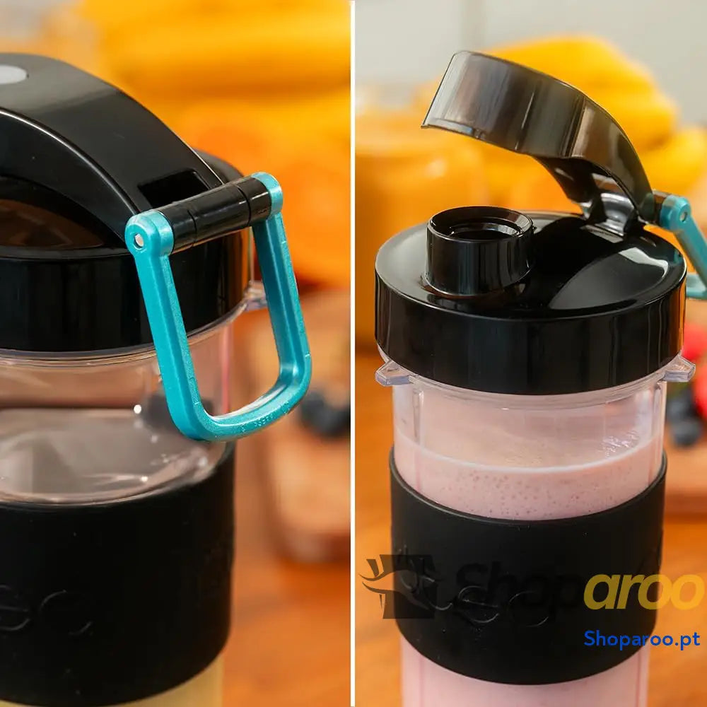 Liquidificadora de copo portátil individual Smoothies Power Titanium 900 ProGo. W inclui 2 copos portáteis 570 ml 4