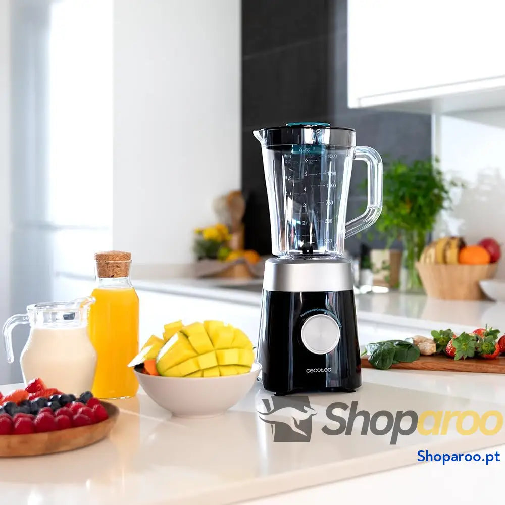 Cecotec Liquidificadora Power Black Titanium 1300 Max B. W 2 velocidades lâmina de 4 folhas titânio preto e jarro 1,5 l