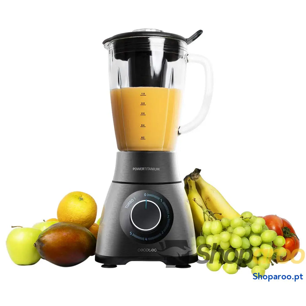 Cecotec Liquidificadora Power Black Titanium 1300 Max B. W 2 velocidades lâmina de 4 folhas titânio preto e jarro 1,5 l