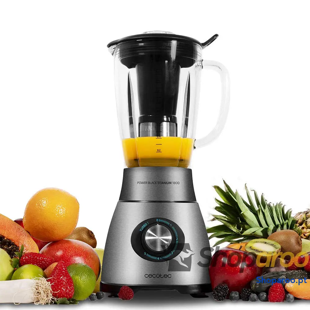 Cecotec Liquidificadora Power Black Titanium 1300 Max B. W 2 velocidades lâmina de 4 folhas titânio preto e jarro 1,5 l