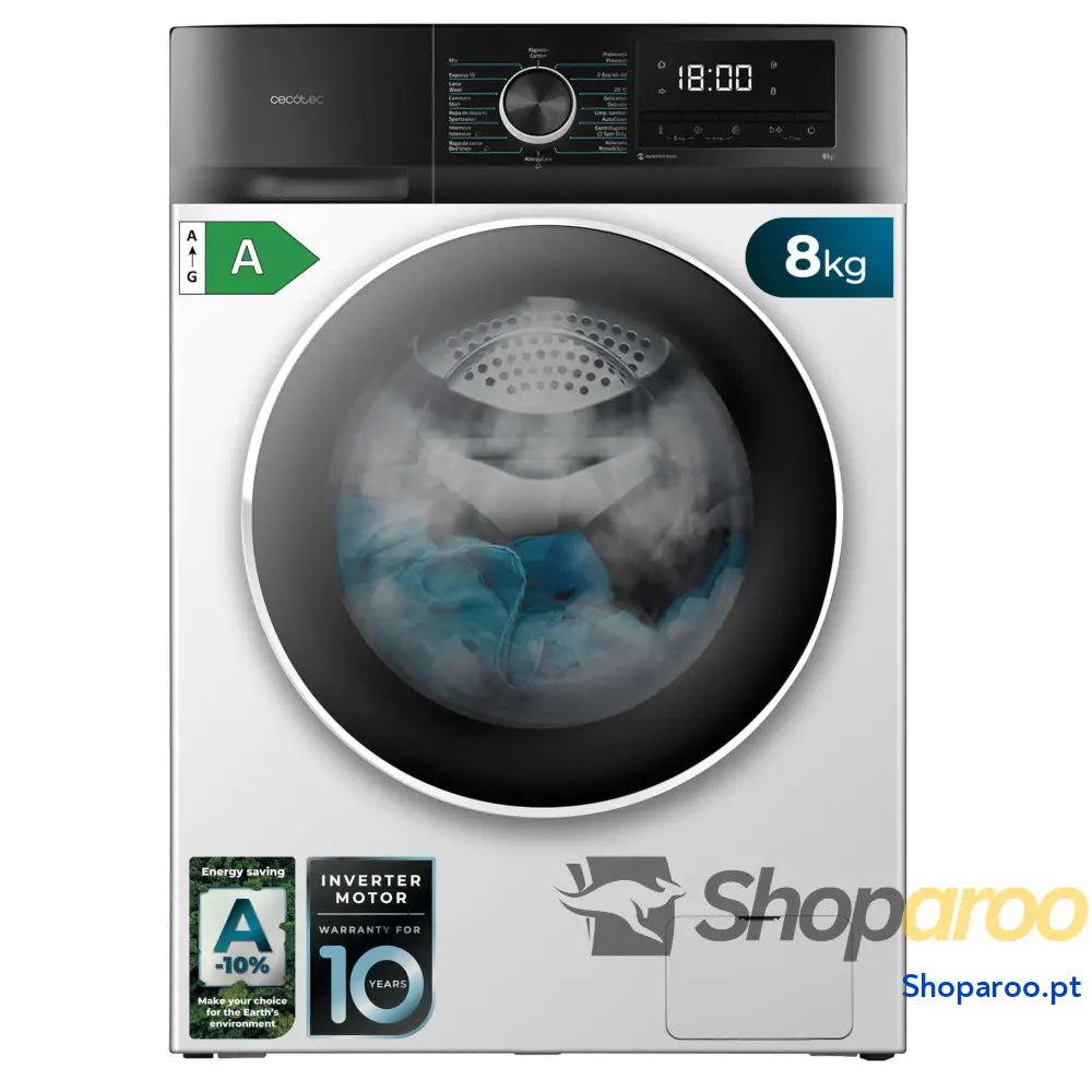 Cecotec máquina de lavar 10 kg carga frontal Bolero Dresscode 10500 Inverter A. 1950W 1400 rpm Motor Plus baixo consumo