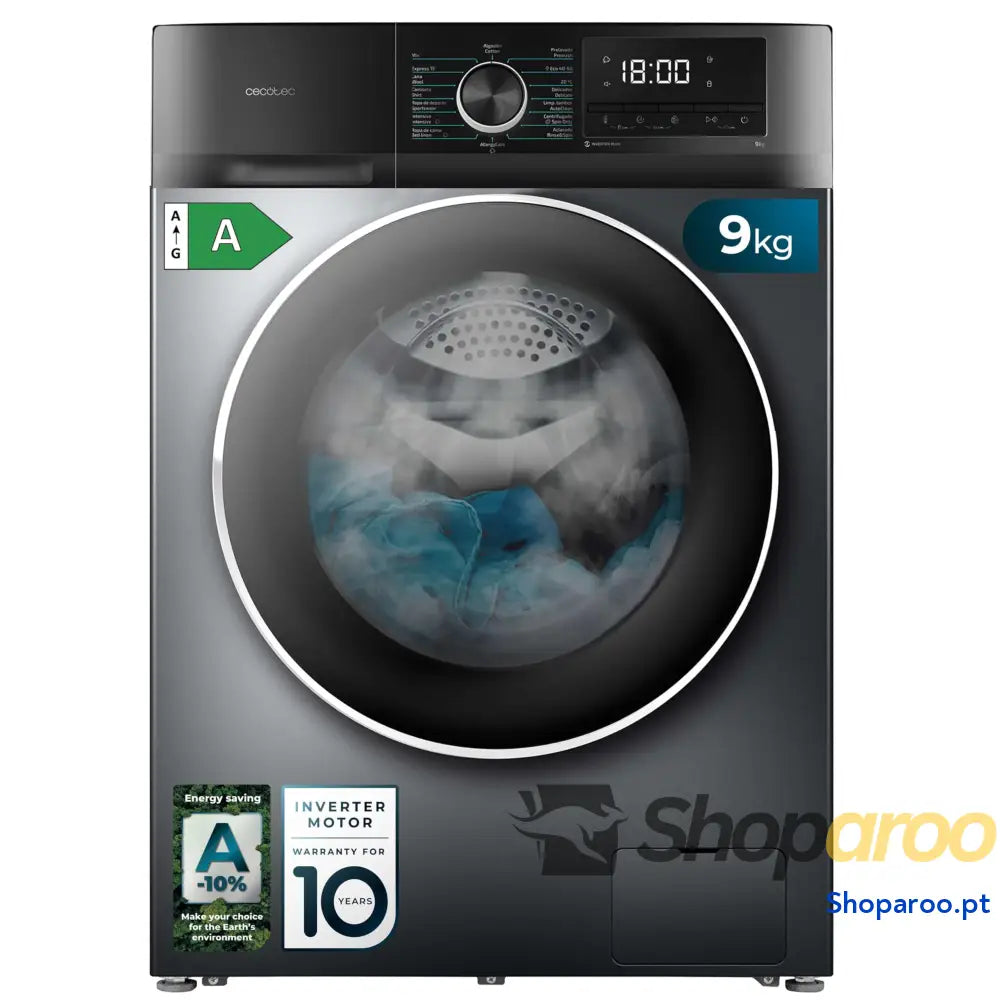 Cecotec máquina de lavar 10 kg carga frontal Bolero Dresscode 10500 Inverter A. 1950W 1400 rpm Motor Plus baixo consumo
