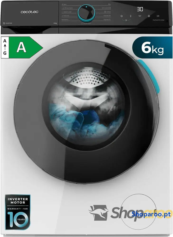 Cecotec Máquina de lavar 6 kg carga frontal Bolero DressCode 6160 Inverter. 1200 RPM 11 programas baixo consumo motor