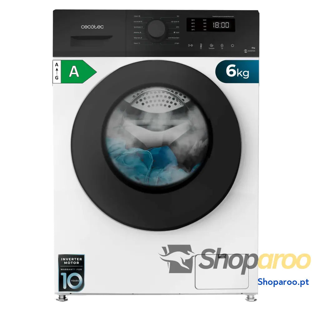 Cecotec Máquina de lavar 6 kg carga frontal Bolero DressCode 6160 Inverter. 1200 RPM 11 programas baixo consumo motor