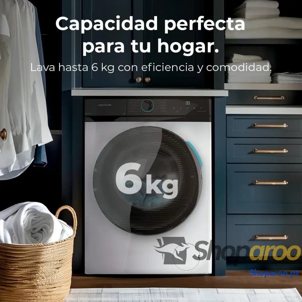 Cecotec Máquina de lavar 6 kg carga frontal Bolero DressCode 6160 Inverter. 1200 RPM 11 programas baixo consumo motor