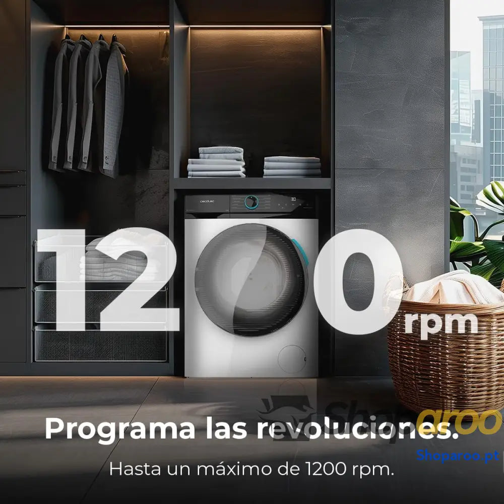Cecotec Máquina de lavar 6 kg carga frontal Bolero DressCode 6160 Inverter. 1200 RPM 11 programas baixo consumo motor