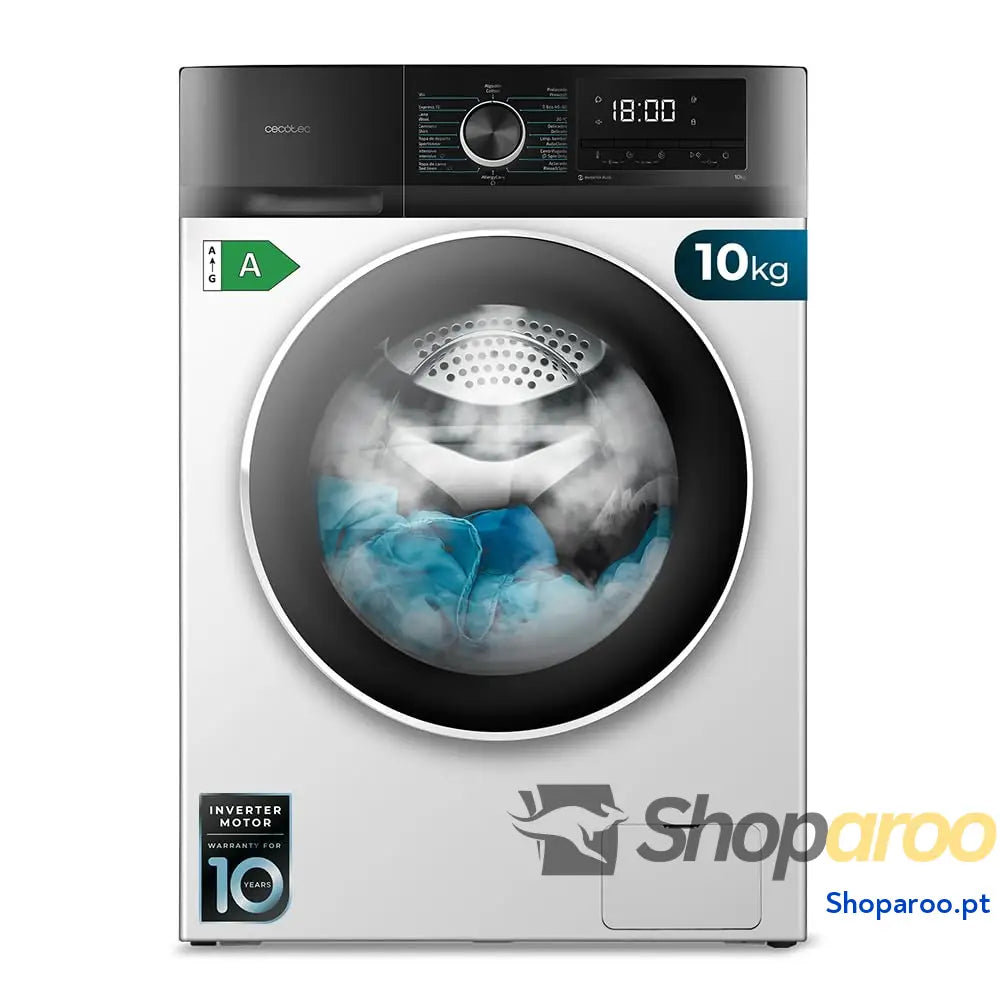 Cecotec Máquina de lavar 8 kg carga frontal Bolero Dresscode 8500 Inverter Steel A. 1900W 1400 rpm Motor Plus baixo