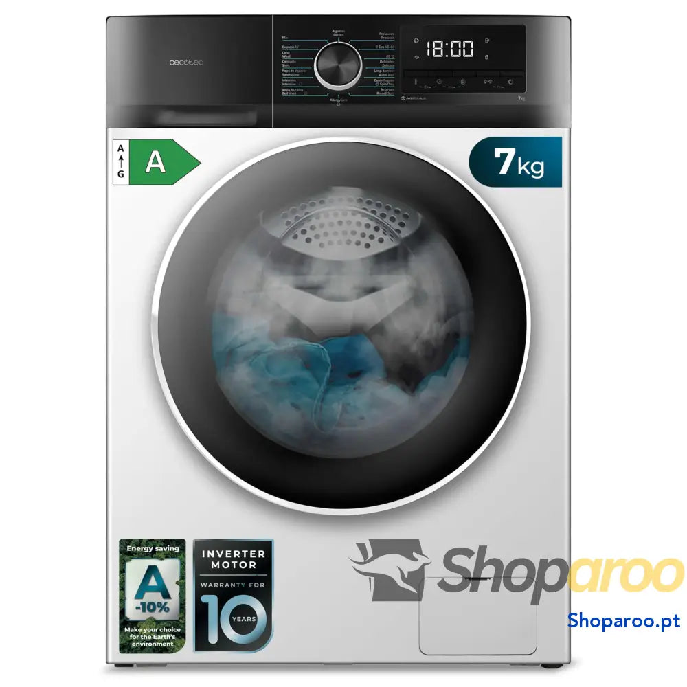 Cecotec Máquina de lavar 8 kg carga frontal Bolero Dresscode 8500 Inverter Steel A. 1900W 1400 rpm Motor Plus baixo