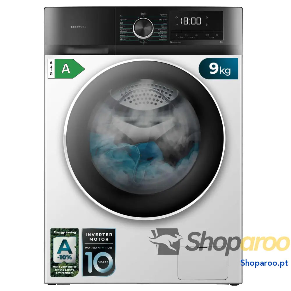 Cecotec Máquina de lavar 8 kg carga frontal Bolero Dresscode 8500 Inverter Steel A. 1900W 1400 rpm Motor Plus baixo