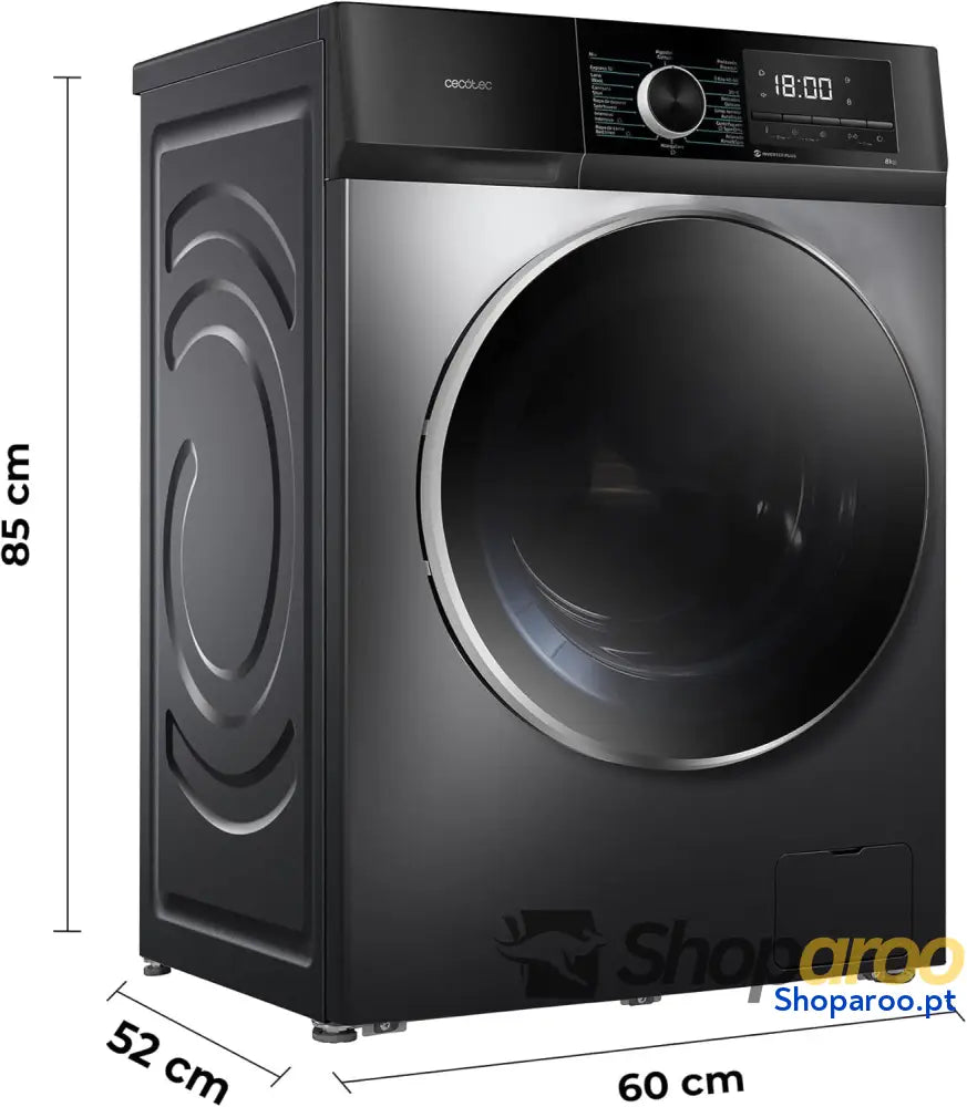 Cecotec Máquina de lavar 8 kg carga frontal Bolero Dresscode 8500 Inverter Steel A. 1900W 1400 rpm Motor Plus baixo
