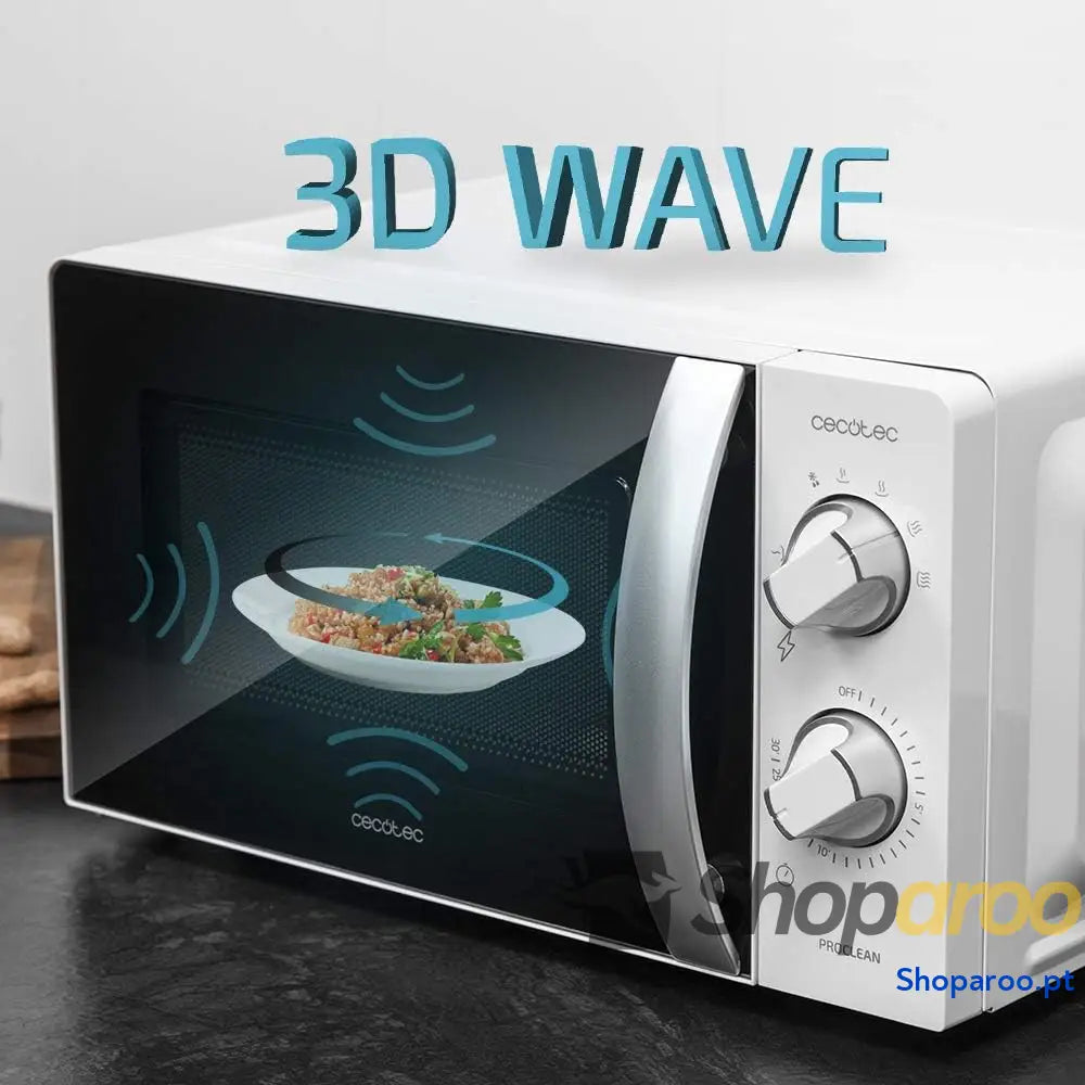 Cecotec Microondas ProClean 2010. 700 W de potência capacidade 20 l tecnologia 3DWave modo descongelação 6 níveis