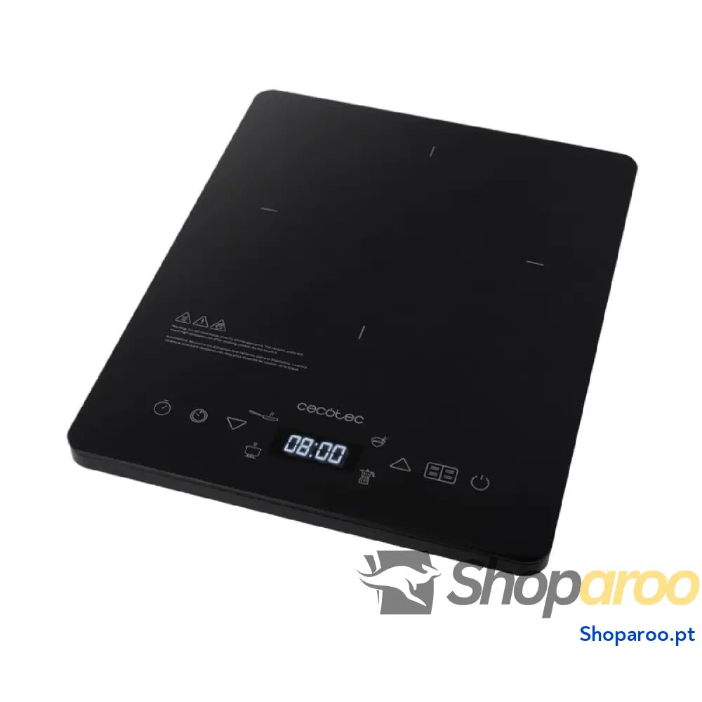Cecotec Placa de indução portátil 1 fogo Full Magma Slim. 2000 W potência em 8 níveis design vidro alta resistência