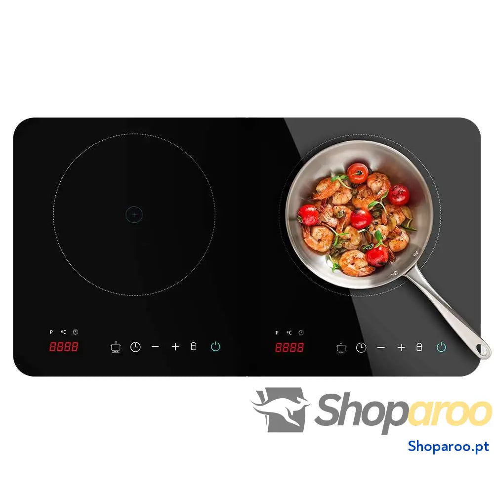Cecotec Placa de indução portátil 1 fogo Full Magma Slim. 2000 W potência em 8 níveis design vidro alta resistência