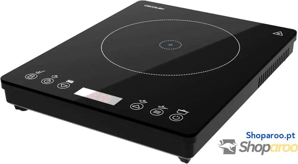 Cecotec Placa de indução portátil 1 fogo Full Magma Slim. 2000 W potência em 8 níveis design vidro alta resistência