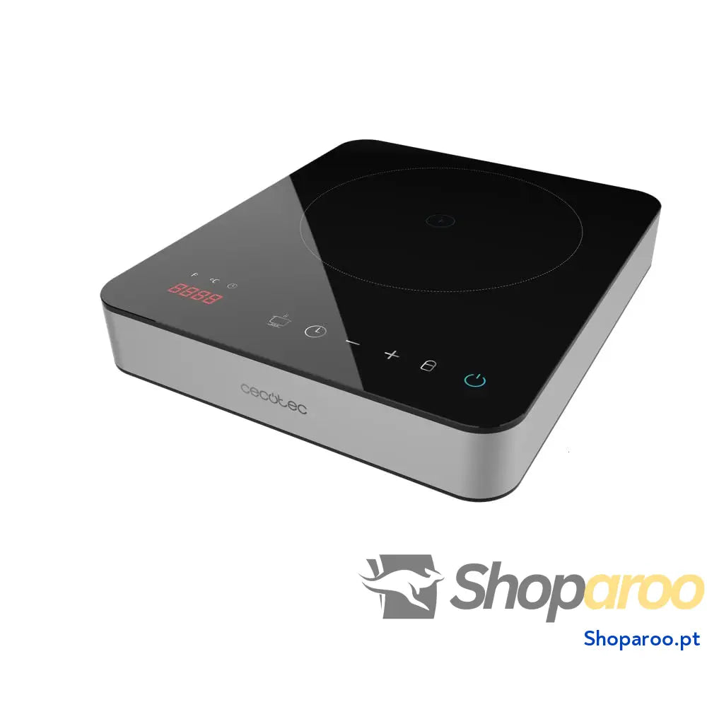 Cecotec Placa de indução portátil 1 fogo Full Magma Slim. 2000 W potência em 8 níveis design vidro alta resistência