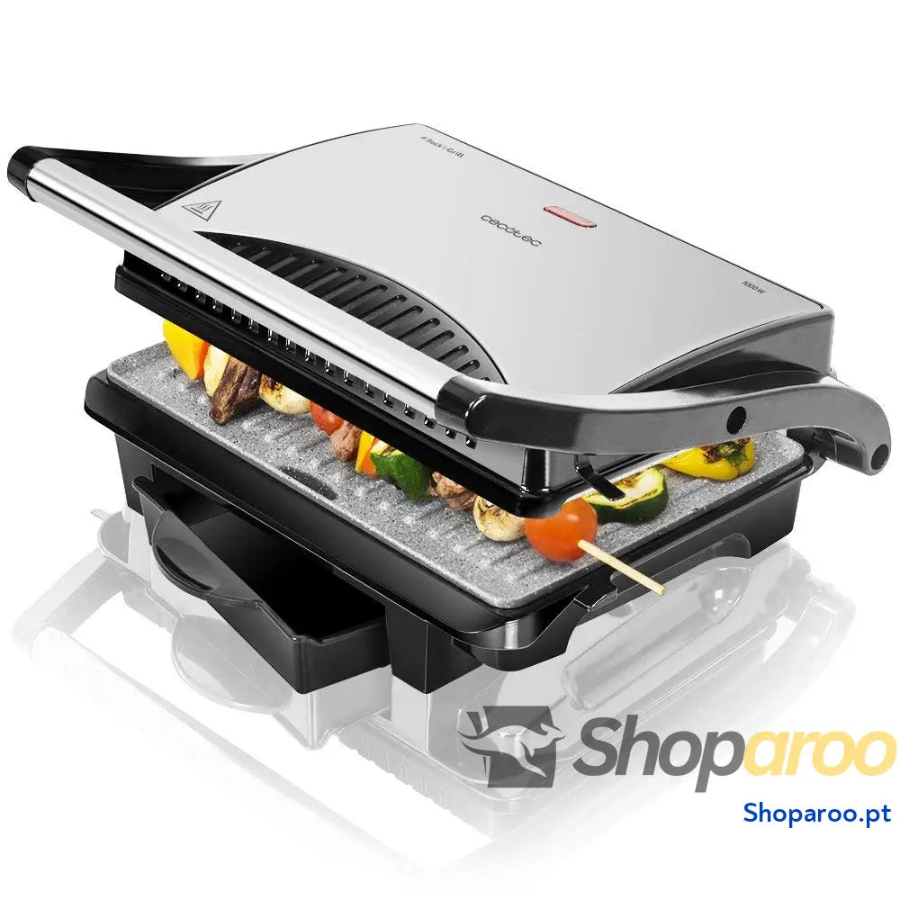 Cecotec Rock’nGrill Grelha elétrica com revestimento antiaderente RockStone