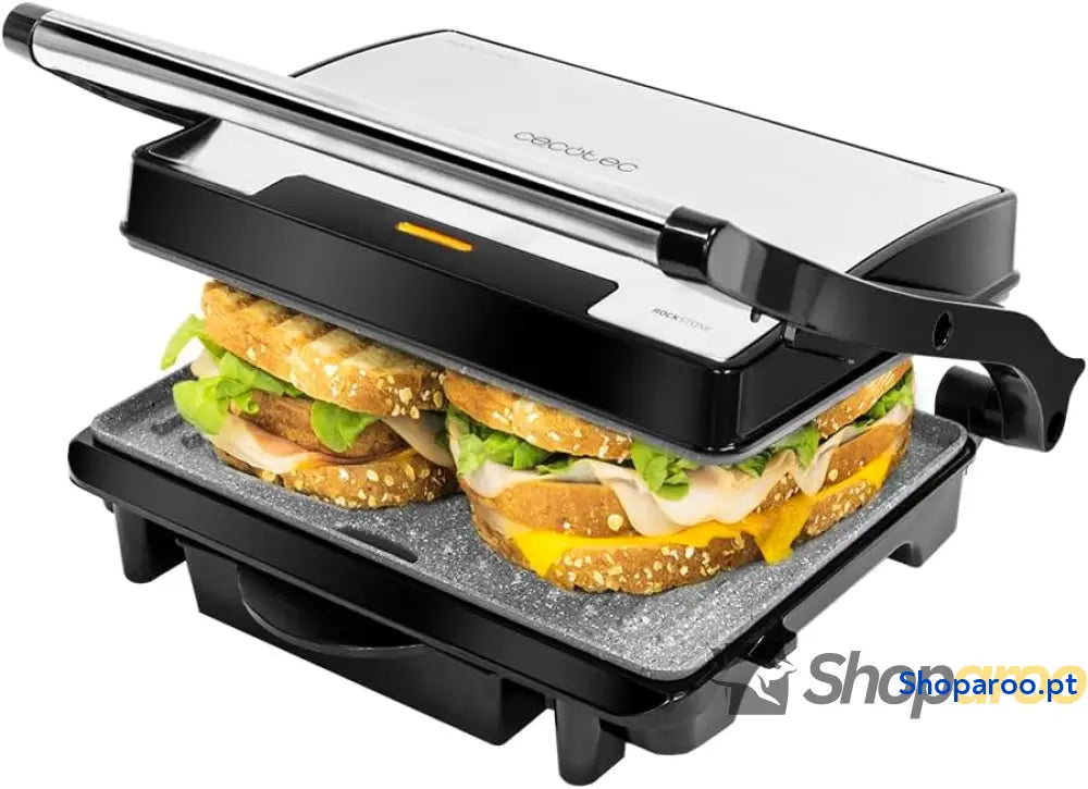 Cecotec Rock’nGrill Grelha elétrica com revestimento antiaderente RockStone