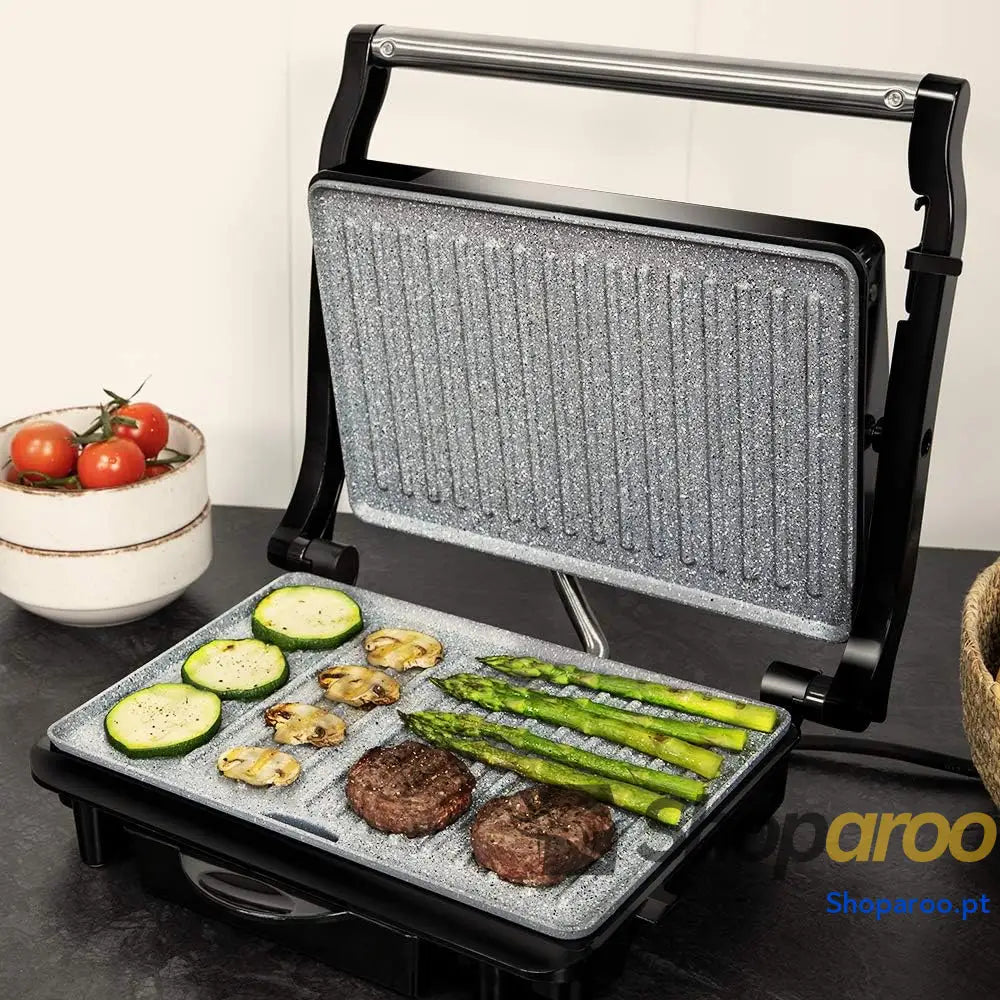 Cecotec Rock’nGrill Grelha elétrica com revestimento antiaderente RockStone
