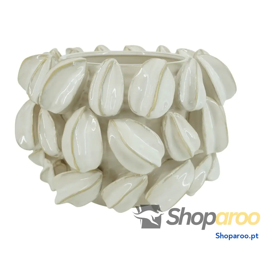 Centro de mesa Home ESPRIT Branco Verde Bege Grés 30 x 19 cm