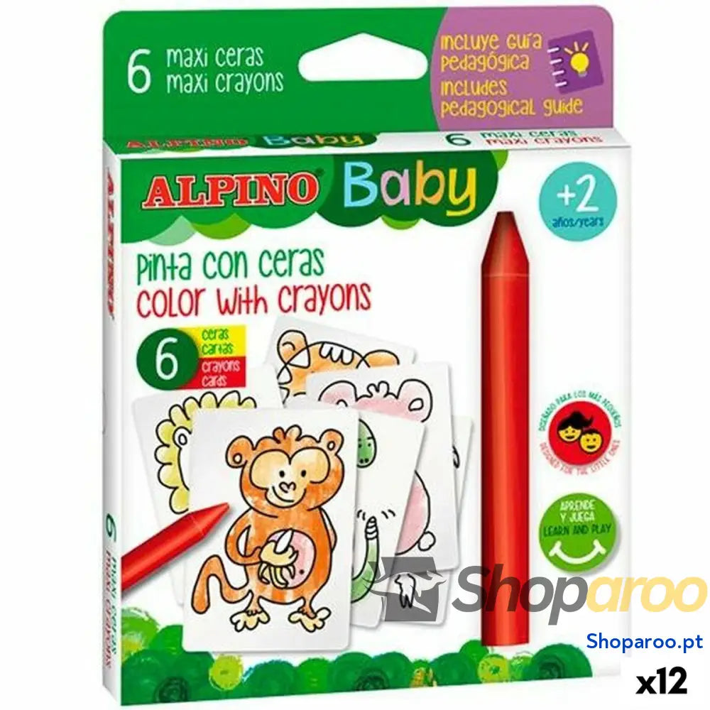 Ceras de cores Alpino Baby Jungle Multicolor (12 Unidades)