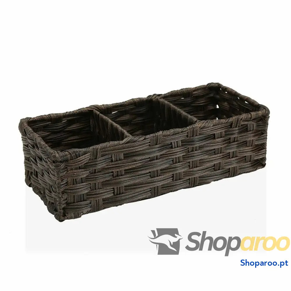 Cesta Multiusos Versa 15,2 x 10,2 35,6 cm 3 Compartimentos Castanho