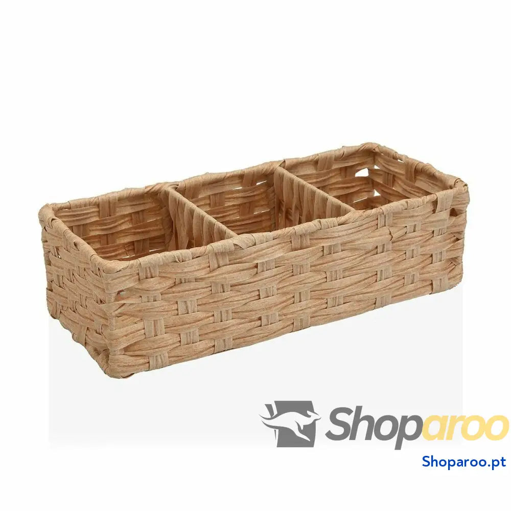 Cesta Multiusos Versa 15,2 x 10,2 35,6 cm 3 Compartimentos Marrom claro