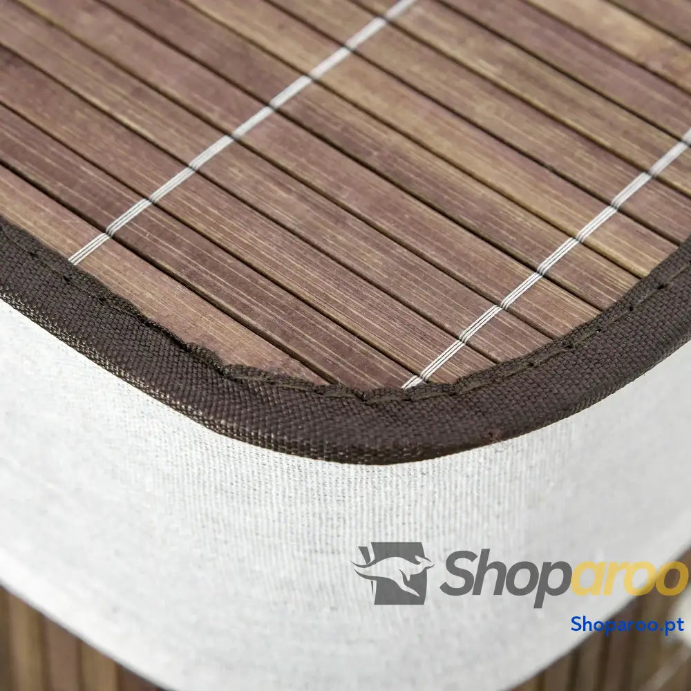 Cesto de Roupa Bambú 100L com Tampa e Dois Compartimentos