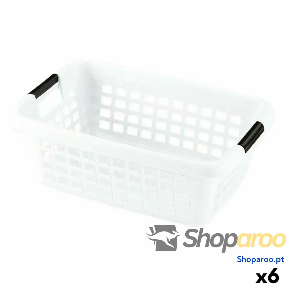 Cesto de Roupa Suja Com pegas Branco 50 L (6 Unidades)