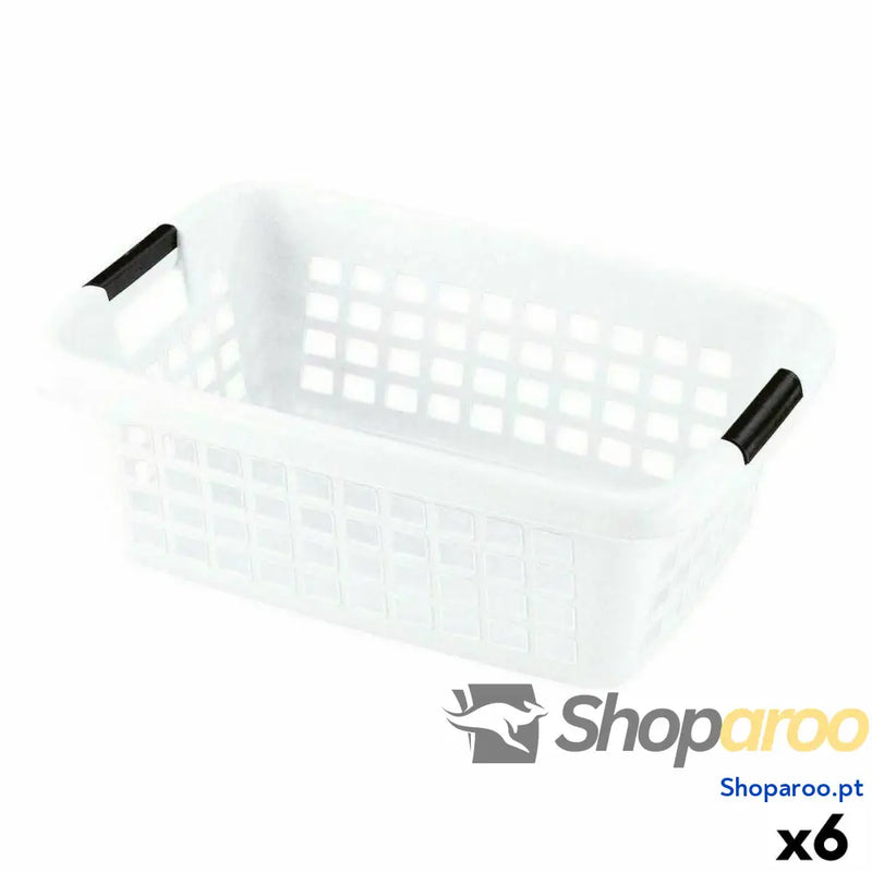 Cesto de Roupa Suja Com pegas Branco 50 L (6 Unidades)