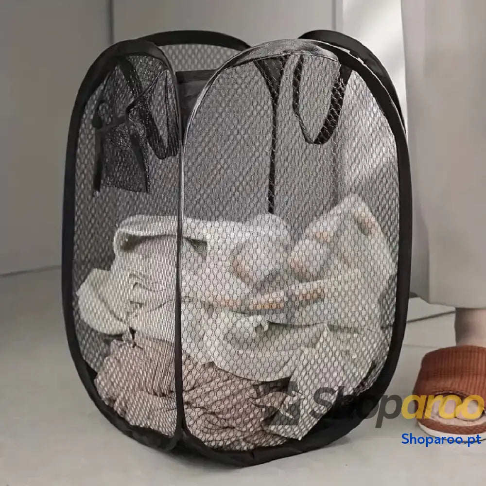 Cesto dobrável de roupa suja em malha grande capacidade
