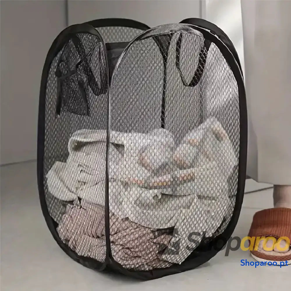 Cesto dobrável de roupa suja em malha grande capacidade