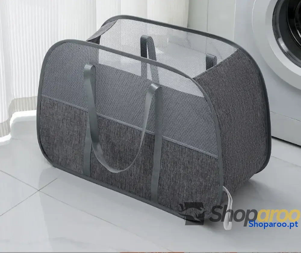 Cesto dobrável de roupa suja em malha grande capacidade