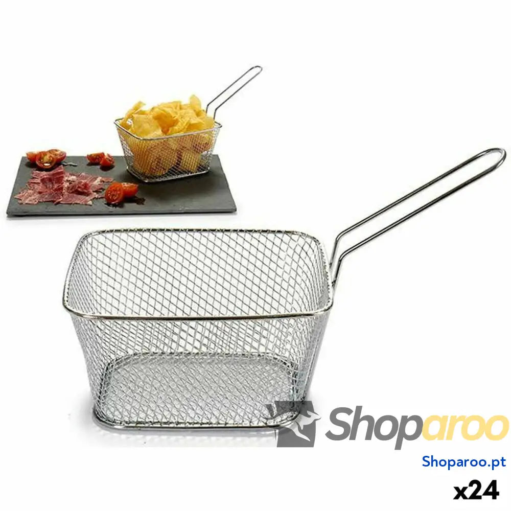 Cesto para Servir Aperitivos Kinvara 50687 Prateado Ferro 24 x 13 11 cm (24 Unidades)