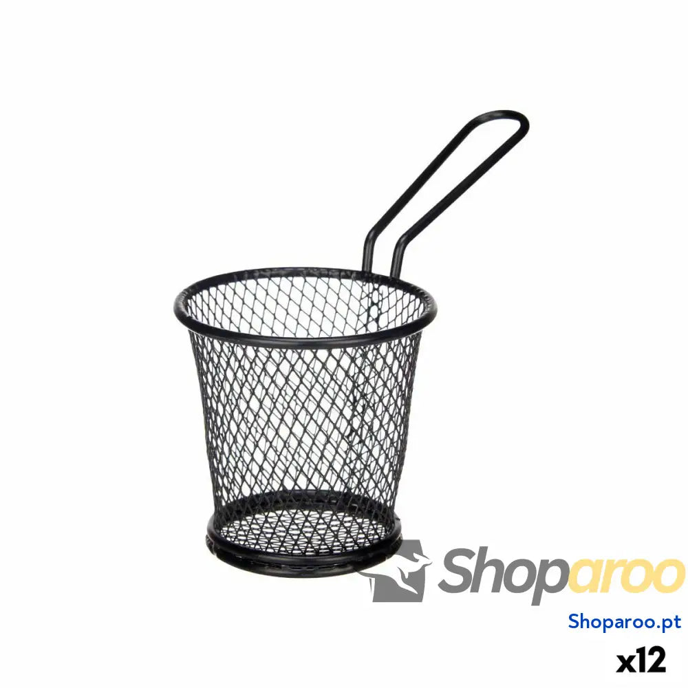 Cesto para Servir Aperitivos Kinvara W8088S BLACK Preto Metal 16 x 11,5 8 cm (12 Unidades)