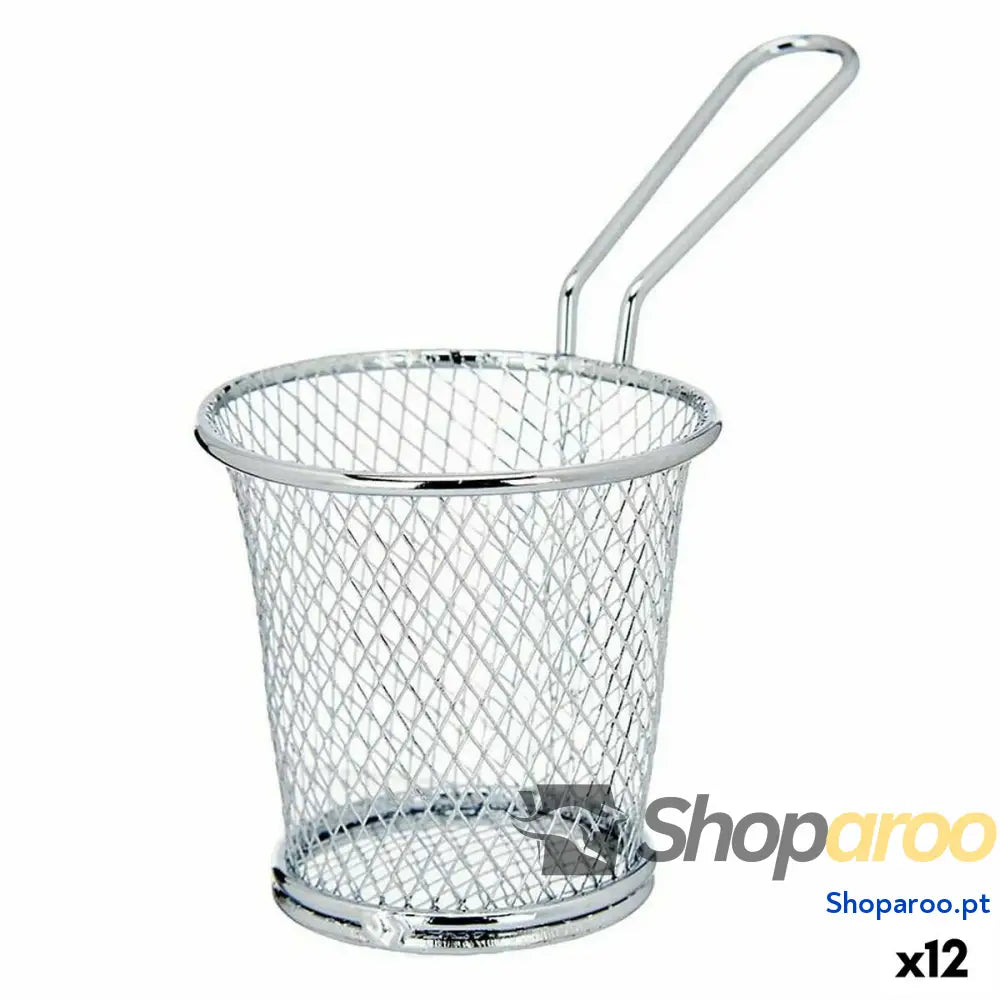 Cesto para Servir Aperitivos Kinvara W8088S Prateado Metal 15,5 x 12 8 cm (12 Unidades)