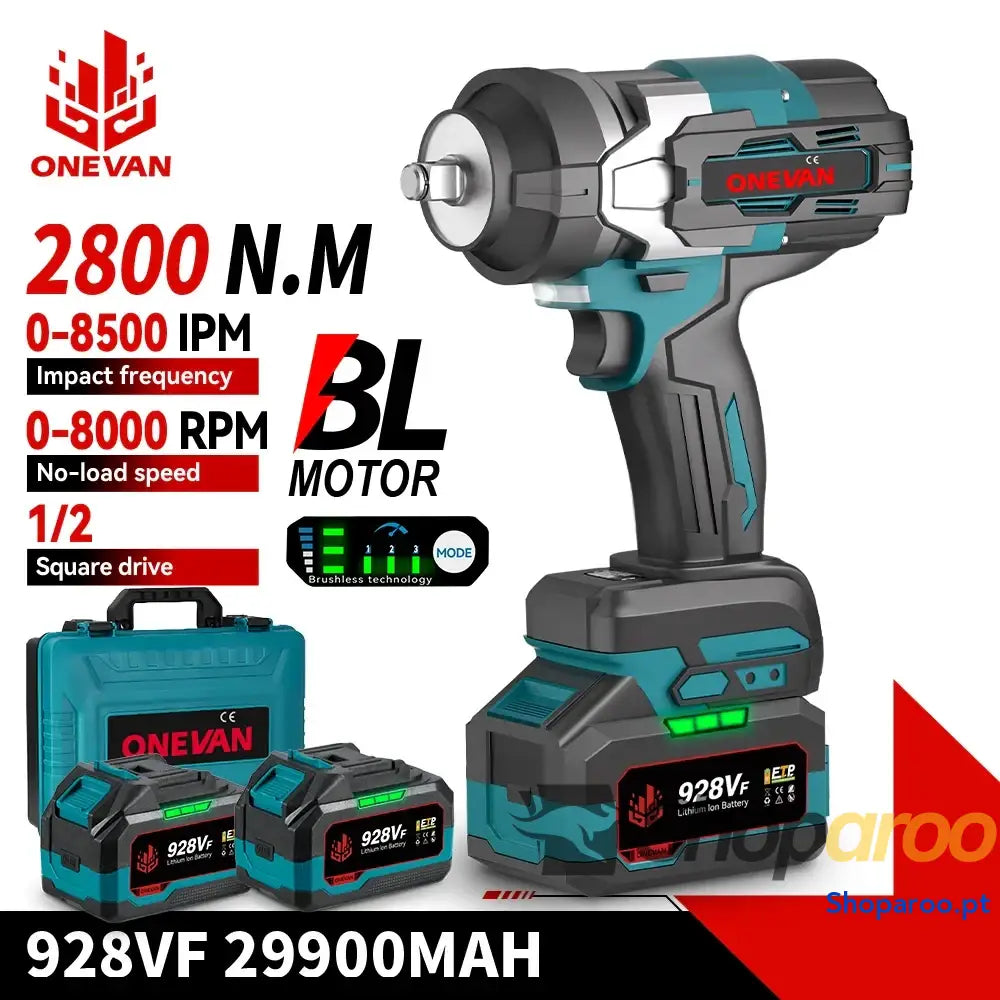 Chave de Impacto Elétrica ONEVAN 18V com Bateria 22900mAh