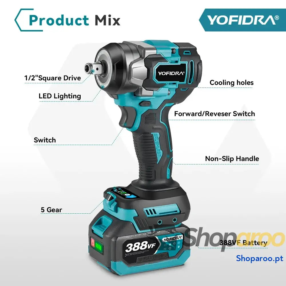Chave de impacto elétrica Yofidra para reparação automóvel