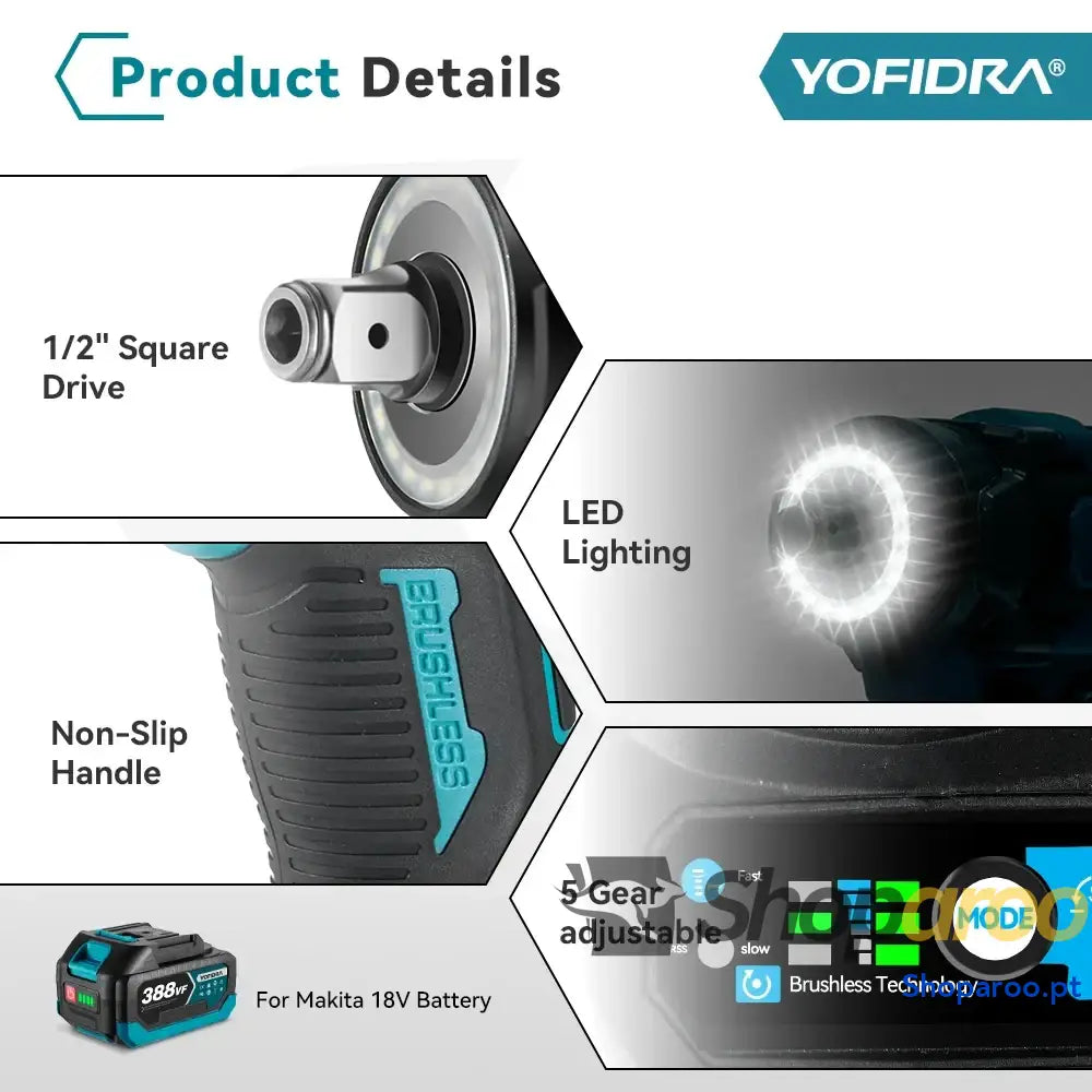 Chave de impacto elétrica Yofidra para reparação automóvel