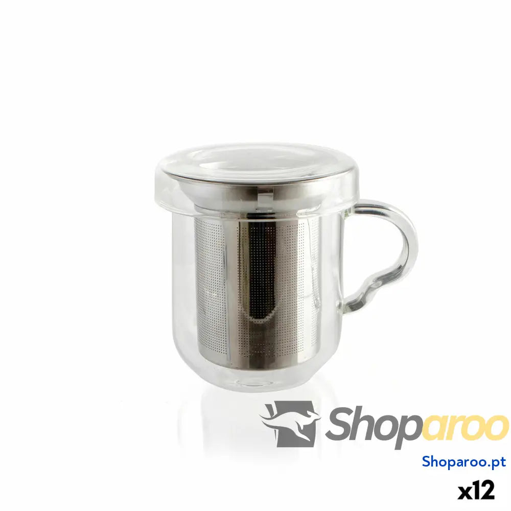 Chávena com Filtro para Infusões Quid Serenia Transparente Vidro Aço inoxidável 350 ml (12 Unidades)