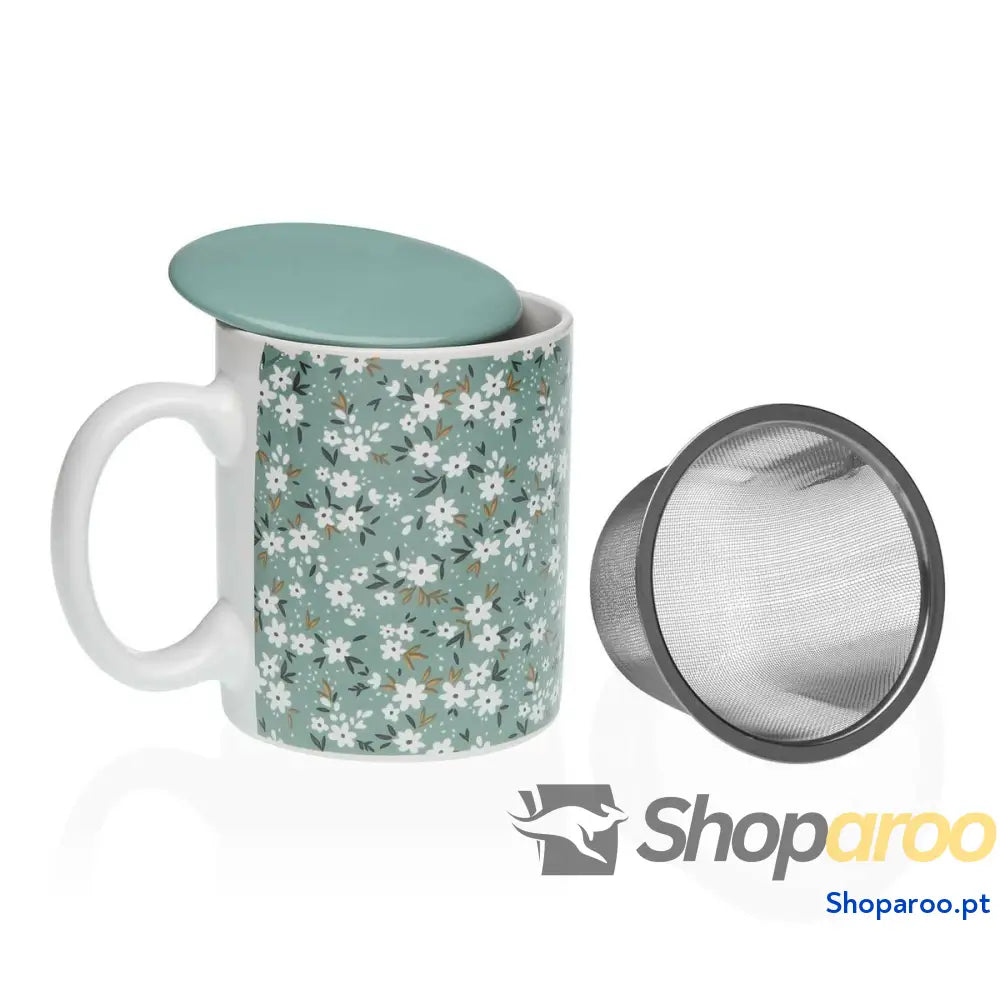 Chávena com Filtro para Infusões Versa Bellis Verde Grés