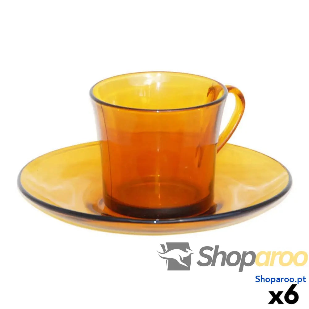 Chávena com Prato Duralex 9006DS12A0111 Âmbar 180 ml (6 Peças) Unidades)