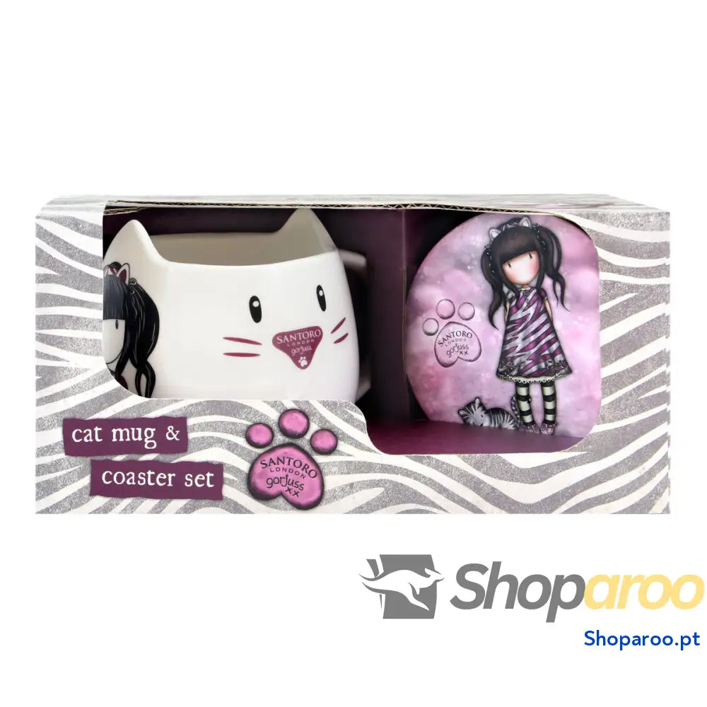 Chávena com Prato Gorjuss Ruby wild Cinzento Cerâmica Base para Copos Kop