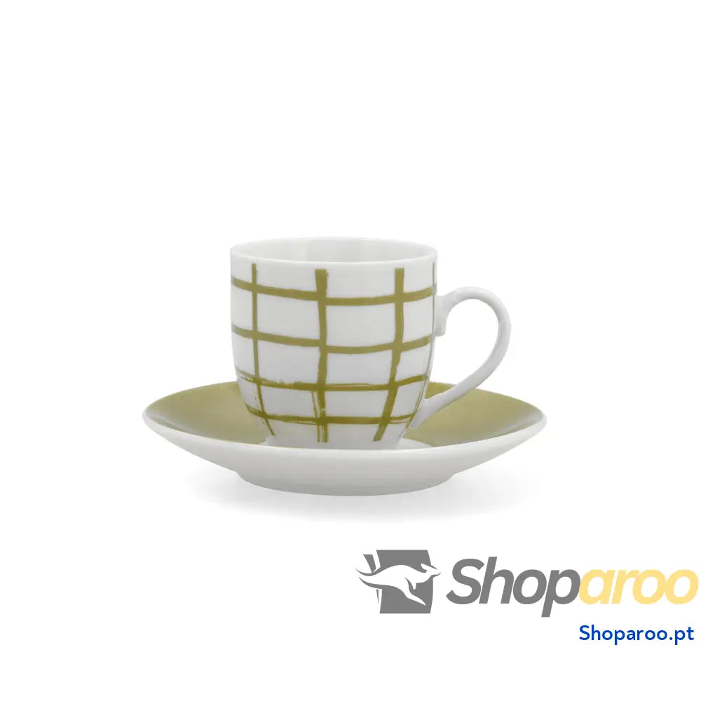 Chávena com Prato Quid Kansas Verde Cerâmica 90 ml (6 Unidades)