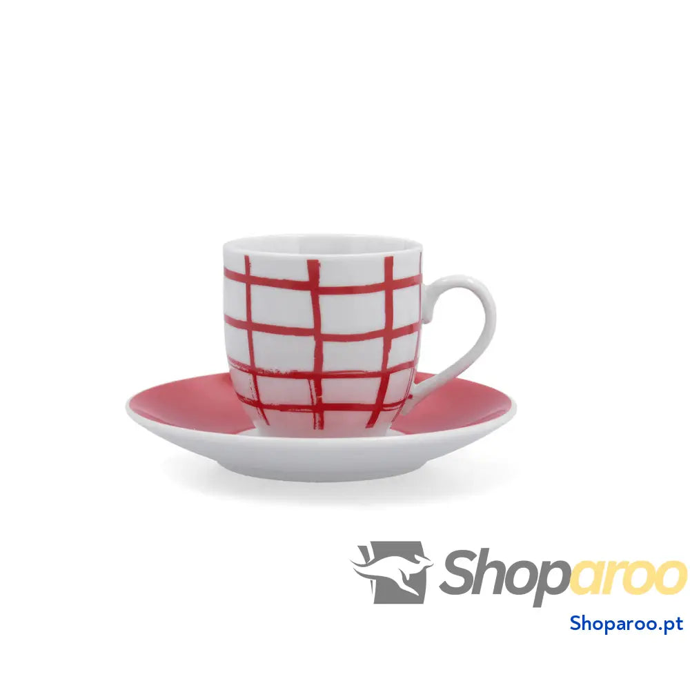 Chávena com Prato Quid Kansas Vermelho Cerâmica 90 ml (6 Unidades)
