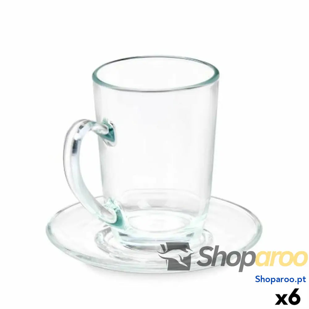 Chávena com Prato Vivalto 41089 Transparente Vidro 200 ml (6 Unidades)