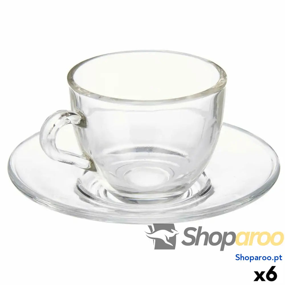 Chávena com Prato Vivalto S12212/BHA Transparente Vidro 85 ml (6 Unidades)