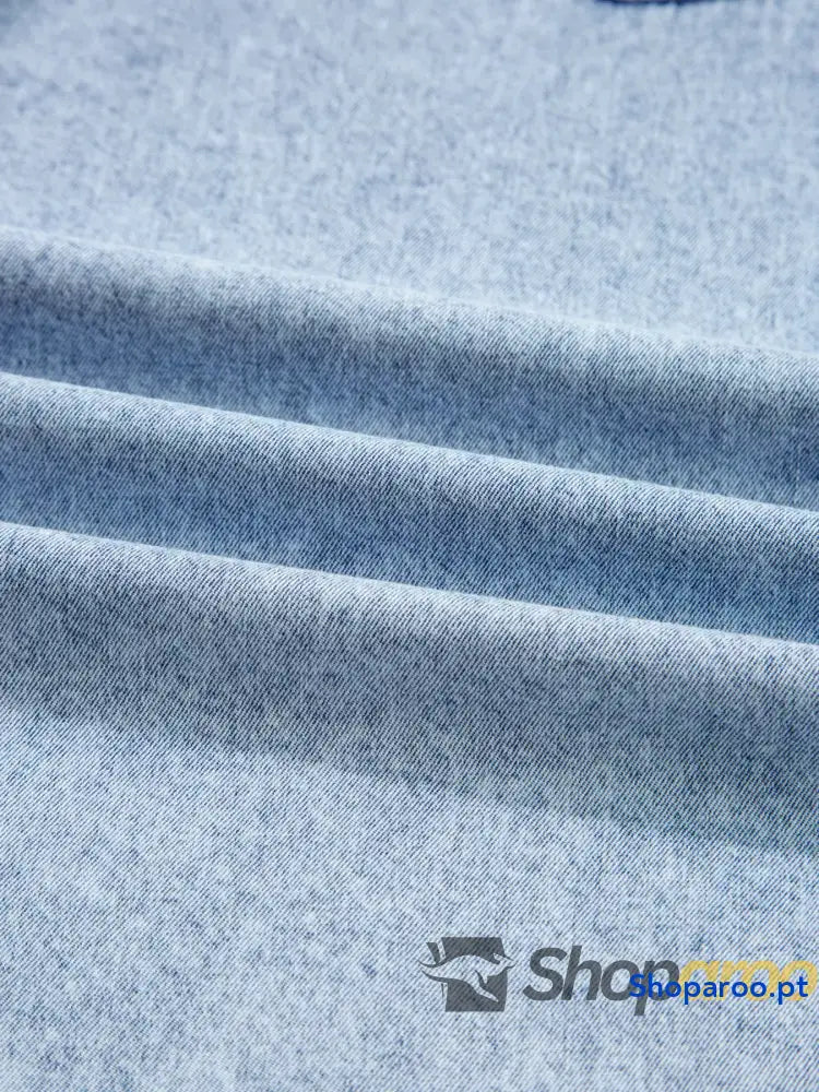 Chest Pocket Raw Hem Denim Loose Shirt Dress